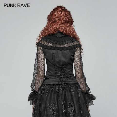 Steampunk Translucent Lace Sleeve Vintage Shirt