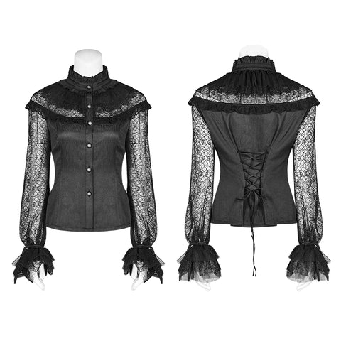 Steampunk Translucent Lace Sleeve Vintage Shirt