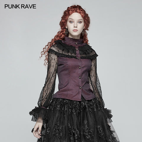 Steampunk Translucent Lace Sleeve Vintage Shirt