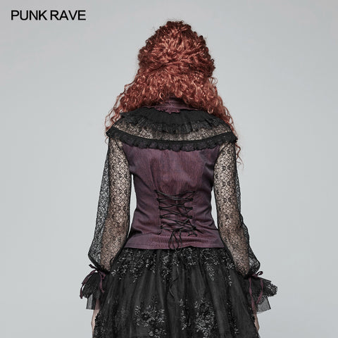 Steampunk Translucent Lace Sleeve Vintage Shirt