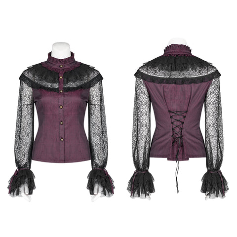 Steampunk Translucent Lace Sleeve Vintage Shirt