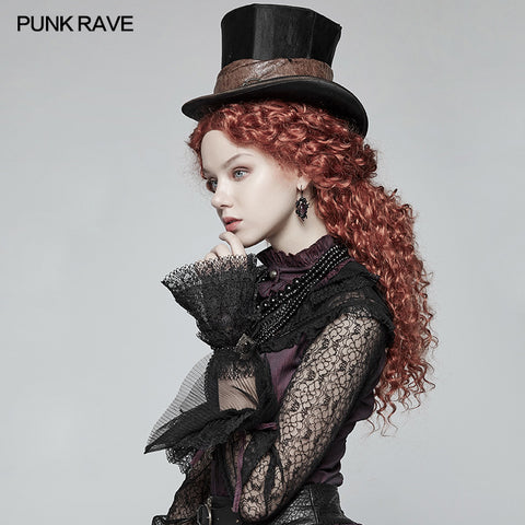 Steampunk Bronze Pattern Buckle Lace Glove