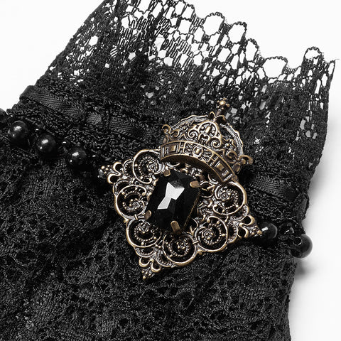Steampunk Bronze Pattern Buckle Lace Glove