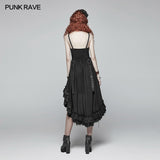 Steampunk Pleated Two-Layer Ruffled Hem High-Low Dress