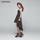 Steampunk Pleated Two-Layer Ruffled Hem High-Low Dress