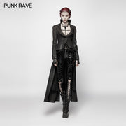 Gothic Stand/Lapel Collar Dark High-low Coat