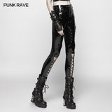 Punk Pressure Adhesive Faux Leather Woven Trousers