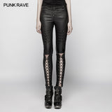 Punk Pressure Adhesive Faux Leather Woven Trousers