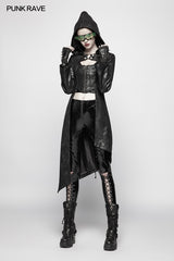 Punk Womens Asymmetric Hem Hooded Jacket