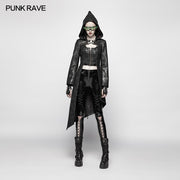 Punk Womens Asymmetric Hem Hooded Jacket