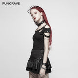 Daily Punk Short Sleeve T-shirt With Eyelets Decoration