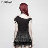 Daily Punk Short Sleeve T-shirt With Eyelets Decoration