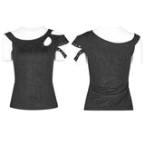 Daily Punk Short Sleeve T-shirt With Eyelets Decoration