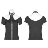 Punk WOMENS HALTER Military Short Sleeve Knitted T-shirt