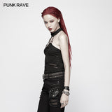Punk Womens Halter Broken Hole Chain Knit Vest