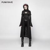 Punk Futuristic Long Coat With Adjustable Drawstring Design