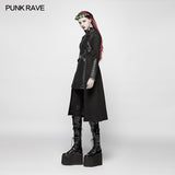 Punk Women Standing Collar Warrior High Low Long Coat