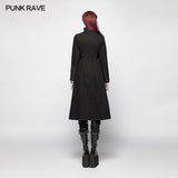 Punk Women Standing Collar Warrior High Low Long Coat