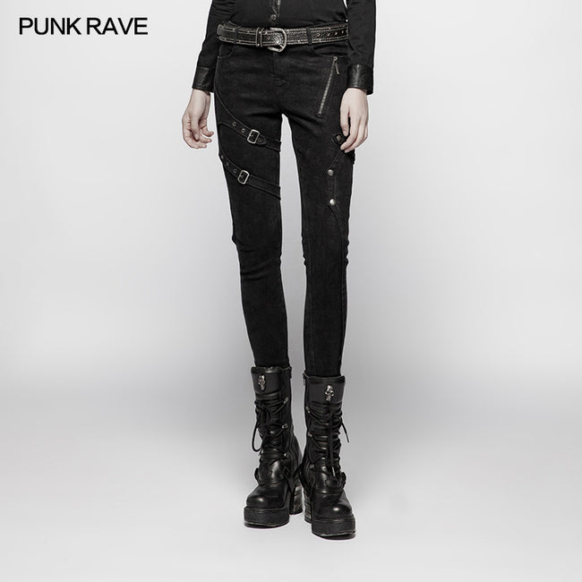 Punk Floral Denim Long Trousers Jeans