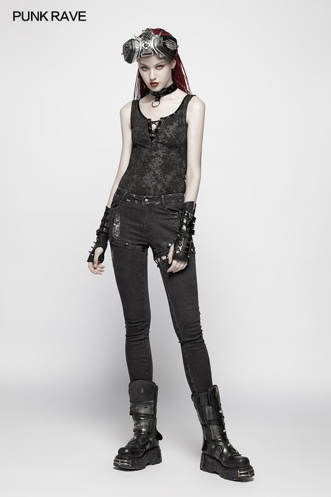 Punk Collar Cover Sleeveless Vest