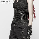 PUNK Tight-fitting Bright Patent PU Lace-up Girdle