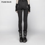 Punk Denim Trousers Water-washed Long Jeans