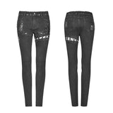 Punk Denim Trousers Water-washed Long Jeans