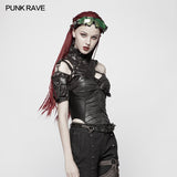 Punk High Neck Pu Warrior Shoulder Accessory