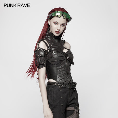Punk High Neck Pu Warrior Shoulder Accessory