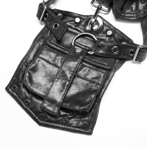 Punk High Neck Pu Warrior Shoulder Accessory