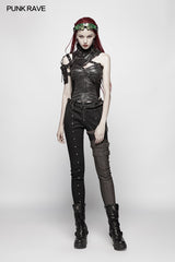 Punk High Neck Pu Warrior Shoulder Accessory