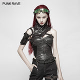 Punk High Neck Pu Warrior Shoulder Accessory