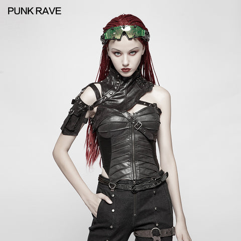 Punk High Neck Pu Warrior Shoulder Accessory