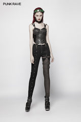 Steampunk Micro-elastic  Contrasting Color Denim Trousers