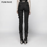 Steampunk Micro-elastic  Contrasting Color Denim Trousers