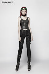 Steampunk Micro-elastic  Contrasting Color Denim Trousers