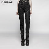 Steampunk Micro-elastic  Contrasting Color Denim Trousers