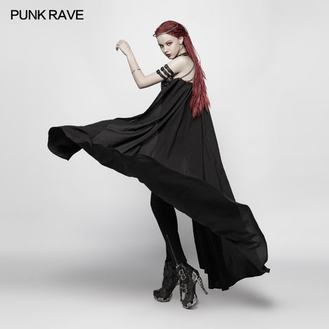 Punk Cross Long Cape With Chain