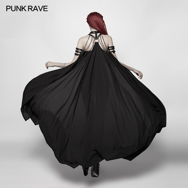 Punk Cross Long Cape With Chain