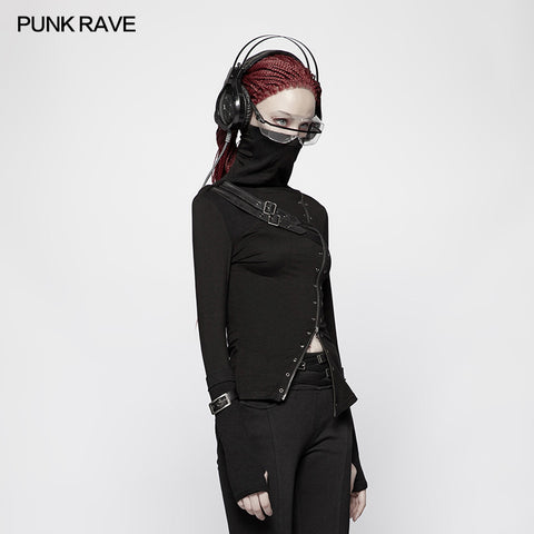 Punk Women Turtleneck Metal Long Sleeve T-shirt