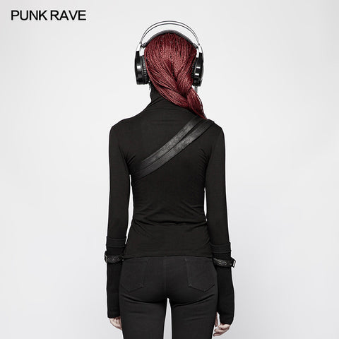 Punk Women Turtleneck Metal Long Sleeve T-shirt