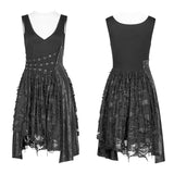 Punk Stretch Knitting Deep V Asymmetrical Dress