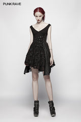 Punk Stretch Knitting Deep V Asymmetrical Dress