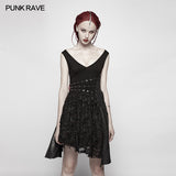 Punk Stretch Knitting Deep V Asymmetrical Dress