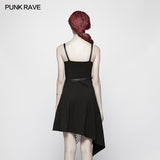 Daily Dark Punk Spaghetti Straps Asymmetrical Mesh Dress