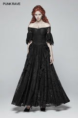 Gorgeous Off Shoulder Victorian Lace Long Dress
