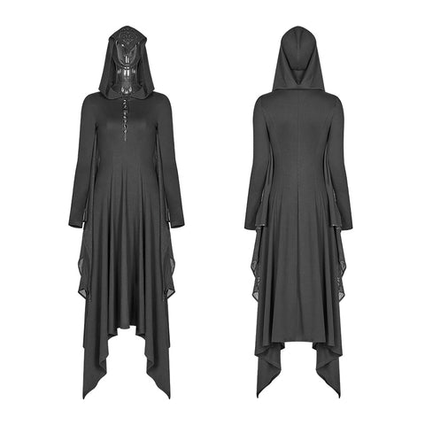 Gothic Bat Wing Hooded Long Sleeves Asymmetrical Dress