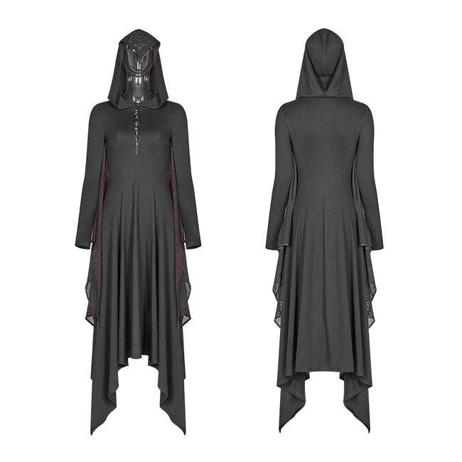 Gothic Bat Wing Hooded Long Sleeves Asymmetrical Dress