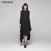 Gothic Bat Wing Hooded Long Sleeves Asymmetrical Dress