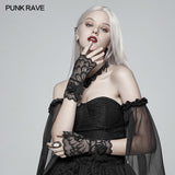 Gothic Black Lace Tulle Glove - One Pair
